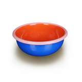 BOWL - electric blue and coral with soft pink rim