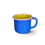 MUG - electric blue and chartreuse with soft pink rim