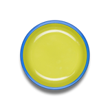 PLATE - chartreuse with electric blue rim