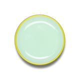 PLATE - mint with chartreuse rim