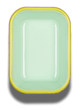 Bornn Enamelware - BAKING DISH - mint with chartreuse rim