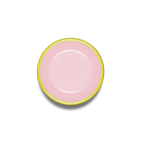 COOKIE PLATE 12cm - soft pink with chartreuse rim
