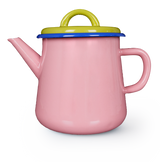 TEA POT - soft pink and chartreuse with electric blue rim