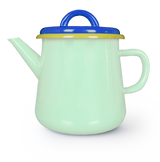 TEA POT - mint and electric blue with chartreuse rim