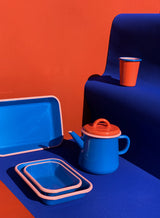 TUMBLER - coral and soft pink with electric blue rim