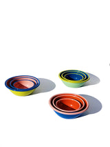 BOWL - electric blue and coral with soft pink rim