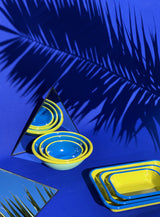 BOWL - mint and electric blue with chartreuse rim