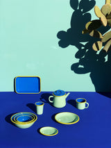 PLATE - mint with chartreuse rim