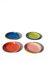 PLATE - chartreuse with electric blue rim