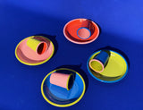 TUMBLER - electric blue and chartreuse with soft pink rim