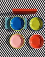 PLATE - electric blue with chartreuse rim