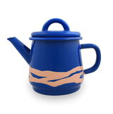 TEA POT - Peach on Cobalt