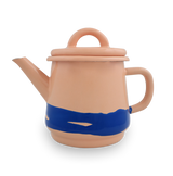 TEA POT - Cobalt on Peach