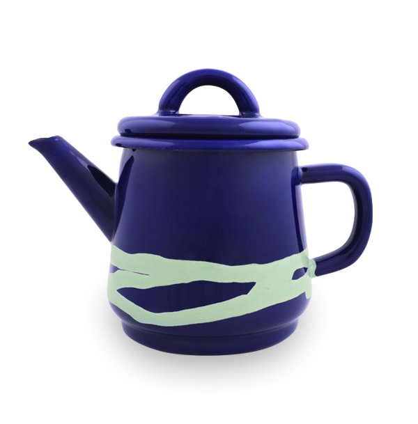 Blue enamel teapot hot sale