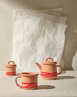 TEA POT - Coral on Peach