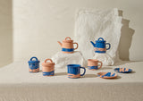 TEA POT - Peach on Cobalt