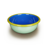BOWL - mint and electric blue with chartreuse rim