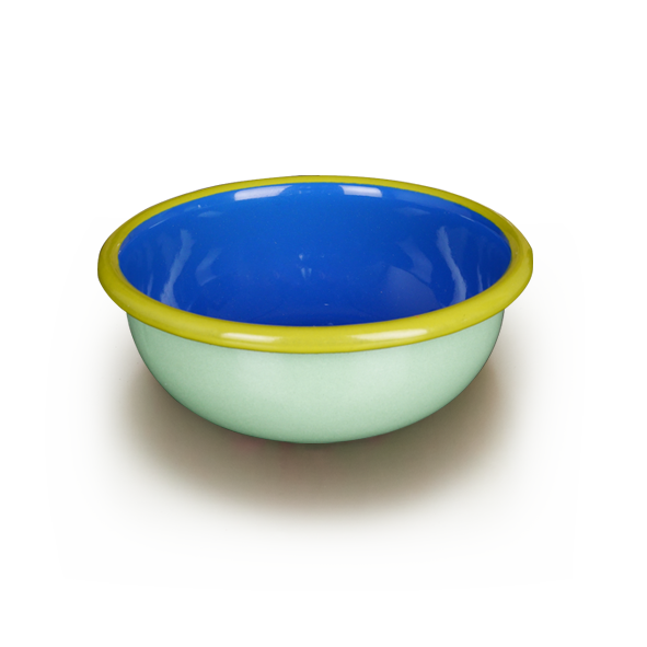 BOWL - mint and electric blue with chartreuse rim