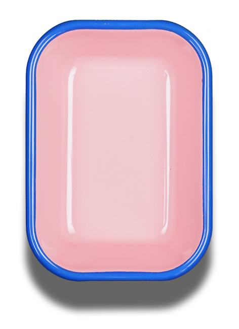 BAKING DISH - soft pink with electric blue rim