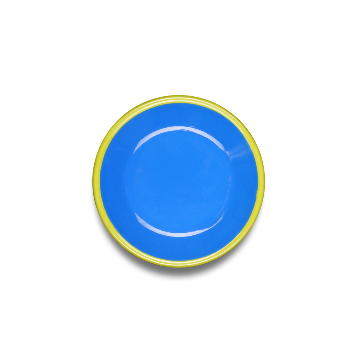 COOKIE PLATE 12cm - electric blue with chartreuse rim
