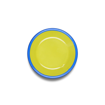 COOKIE PLATE 12cm - chartreuse with electric blue rim