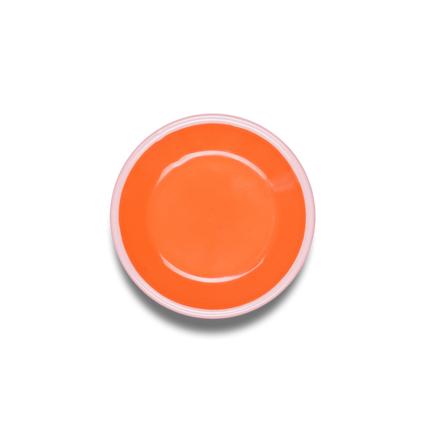 COOKIE PLATE 12cm - coral with soft pink rim