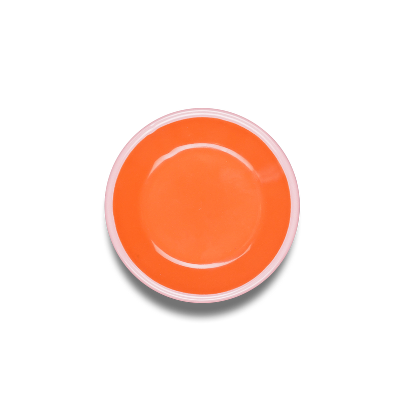 COOKIE PLATE 12cm - coral with soft pink rim