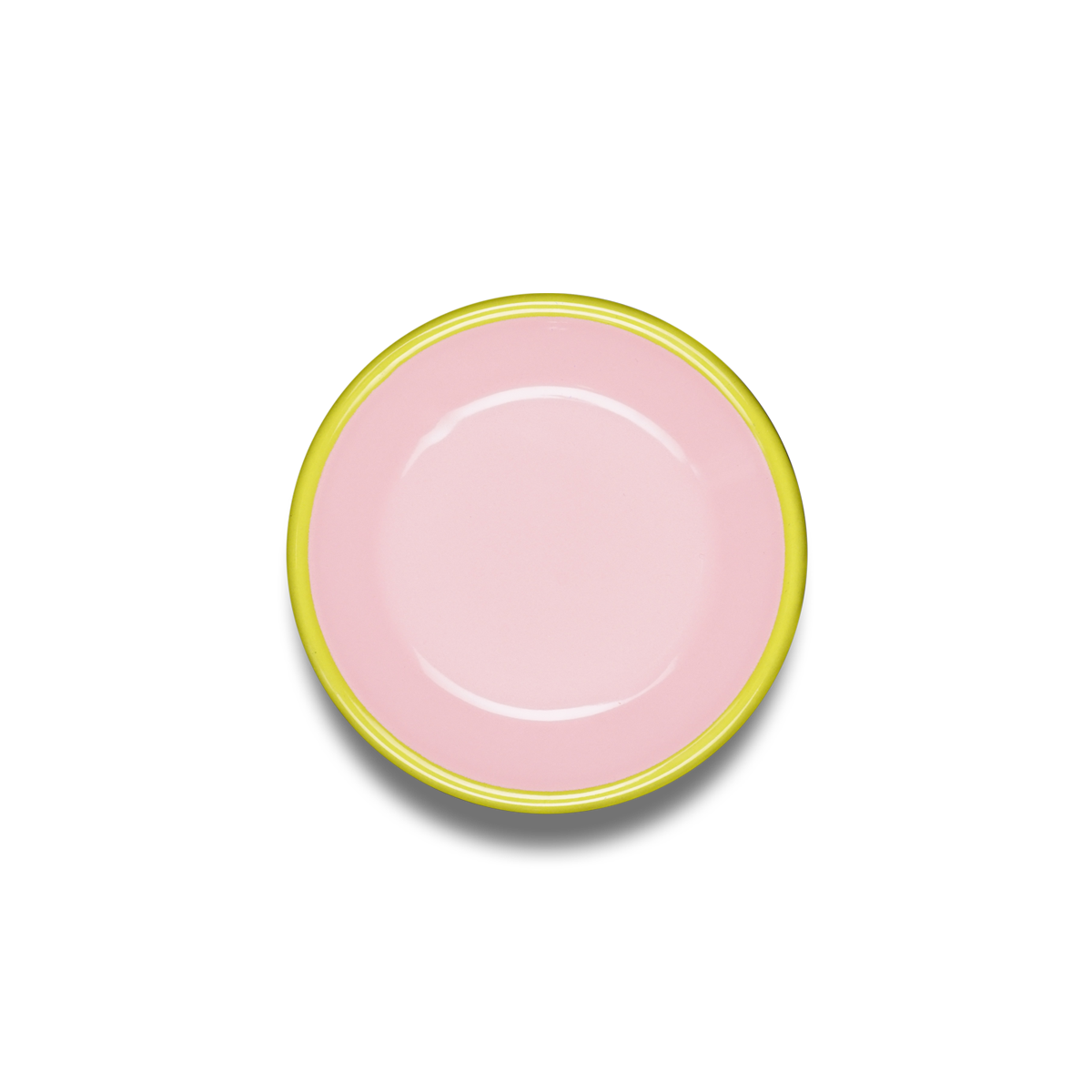 COOKIE PLATE 12cm - soft pink with chartreuse rim