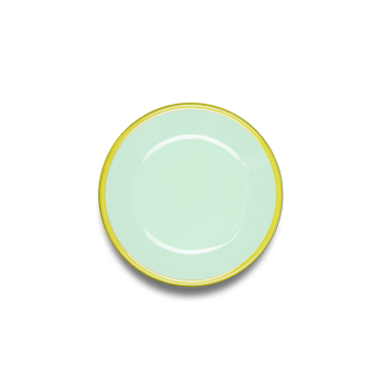 COOKIE PLATE 12cm - mint with chartreuse rim