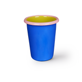 TUMBLER - electric blue and chartreuse with soft pink rim