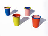 TUMBLER - coral and soft pink with electric blue rim