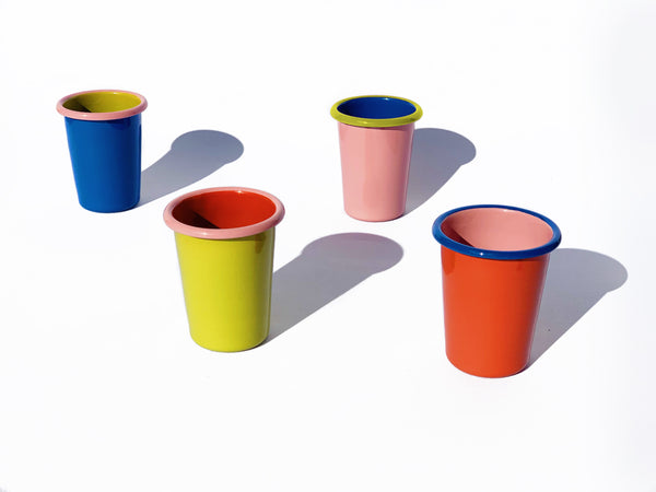 TUMBLER - soft pink and electric blue with chartreuse rim